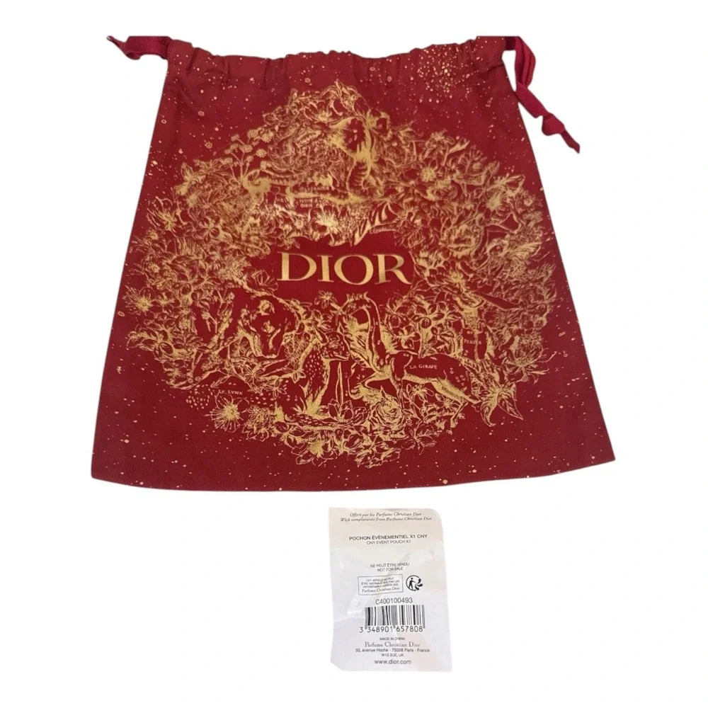 Christian Dior Beauty GWP New Year 2023 Red Gold Drawstring Pouch CNY Ltd